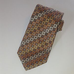 Haggar Geometric Tie in Brown and Gold